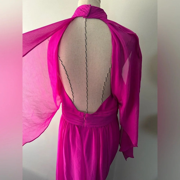 Belle Bagdley Mischka Magenta Maxi Prom Wedding Formal Dress sz 12 pageant long - Picture 5 of 12